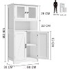 54in Tall Farmhouse Freestanding Kitchen Pantry Cabinet with Glass Doors and Adjustable Shelves Cupboard - 2 of 4