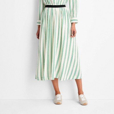 Women's High-Rise Full Lining Midi A-Line Skirt - Future Collective Green XL