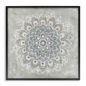 Stupell Industries Gentle Mandala Flower Black Framed Giclee Art - 1 of 4