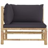 VidaXL Patio Corner Sofa with Dark Gray Cushions Bamboo - 2 of 4