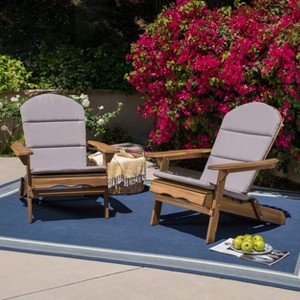 Malibu 2pk Acacia Wood Adirondack Chairs - Natural/Gray - Christopher Knight Home - 1 of 4
