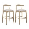 41.5"H Set of 2 Bar Stools, Fabric Upholstery, Mid-Century Style, Sturdy Rubberwood Frame, Ergonomic Footrest,Black-- Frevyn - 2 of 4