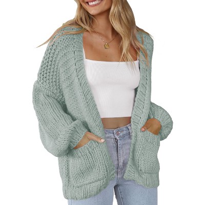 Womens Sweater Cardigan Open Front Pocket Cardigan Knit Sweater Tops