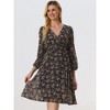 Allegra K Women's Boho Floral V Neck Tie Waist Long Sleeve Chiffon Wrap Midi Dress - 3 of 4