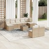 vidaXL 10 Piece Patio Sofa Set with Cushions Beige Poly Rattan - Beige and Cream With Table - 2 of 4