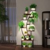 SEVOBAL Planter Stands and Holders Plant Wood Plant Shelf Flower Pot Stand Rack Lightweight Yet Sturdy Design for Home, Dark Brown, 29.84"*11"*63.74" - 2 of 4