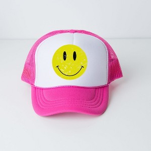 The Juniper Shop Distressed Smiley Face Youth Foam Trucker Hat - 1 of 2