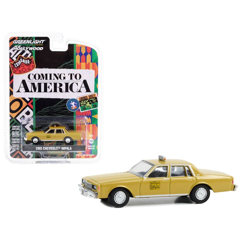 1981 Chevrolet Impala Taxi Yellow "Coming to America" (1988) Movie "Hollywood Series" 1/64 Diecast Model Car by Greenlight, 1 of 4
