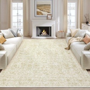 Washable Area Rugs, Non-Slip Large Indoor Carpet, Stain Resistant Oriental Distressed Carpet, Traditional Floral Area Rug for Living Room Bed Room - 1 of 4