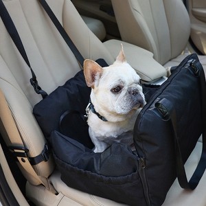 Pet Inflatable Car Seat With Pump Side Pockets Portable Waterproof Oxford Cloth Storage Pocket For Travel,black - 1 of 4