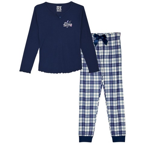 Sleep On It Girls 2-piece Brushed Jersey Pajama Set - Dreams, Blue