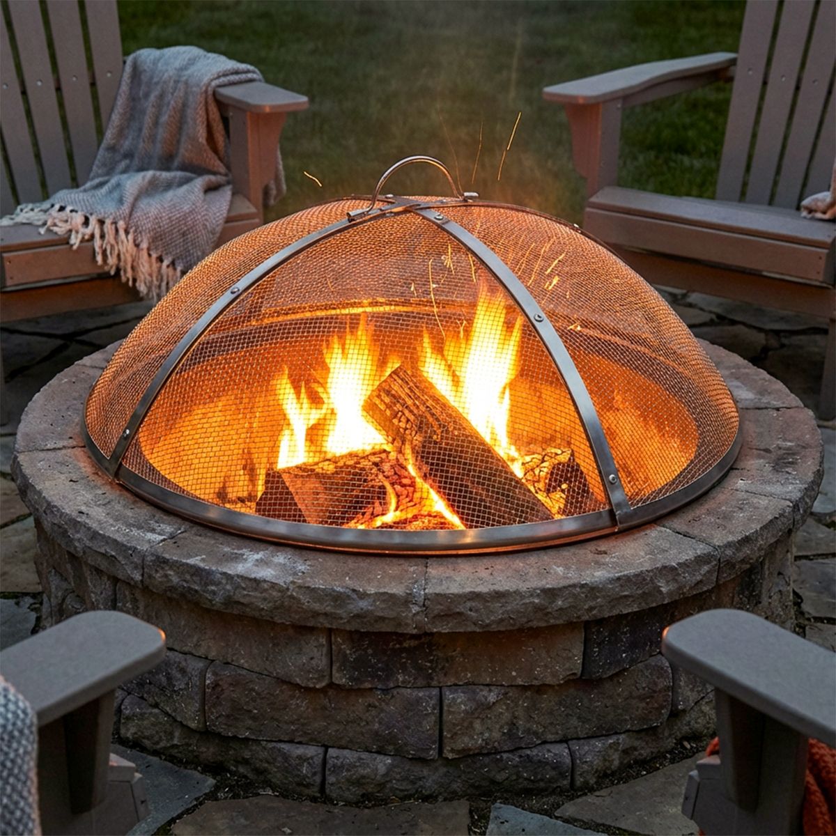 Sunnydaze Heavy-Duty Stainless Steel Mesh Round Fire Pit Spark Screen with Lifting Ring - thumbnail 8