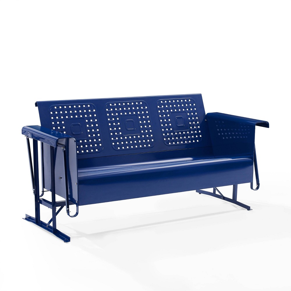 Photos - Sofa Crosley Bates Outdoor Metal  Glider - Navy - : 3-Person Seating, UV-Resistant, Steel Frame Patio s 