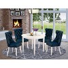 5-Piece Linen White Solid Wood Top - Round Dining Room Set - Seats 4 - 2 of 4