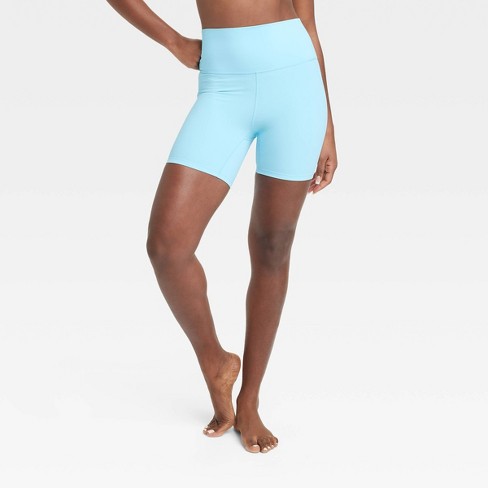 Women s Everyday Soft Ultra High rise Bike Shorts 6 All In Motion Light Blue L Target