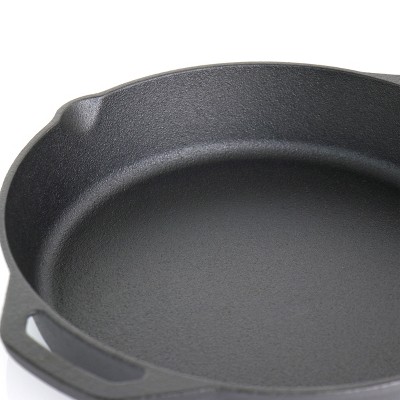 Pre-Seasoned 6 Piece Cast Iron Skillet Set with Lids and Red Silicone Holders