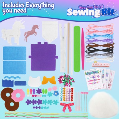 Colorful Unicorn and Friends Miniature Sewing Kit for Kids