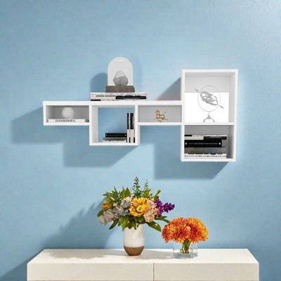FURNIinspire Utility Storage Shelves 47" Wall Shelf, Cube Shelf Modular Shelf, Living Room Storage Shelf, Shelving Unit, White, 47.2"*9.9"*22"