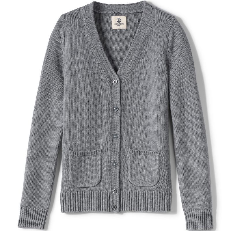Lands' End School Uniform Kids Cotton Modal Button Front Cardigan Sweater, 1 of 4