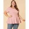 Agnes Orinda Women's Plus Size Polka Dots Fashion Workout Elegant Short Sleeves Peplum Top - 2 of 4