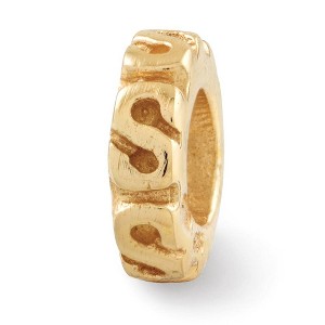 Black Bow Jewelry 14k Yellow Gold Plated Sterling Silver Swirl Spacer Bead Charm - 1 of 4