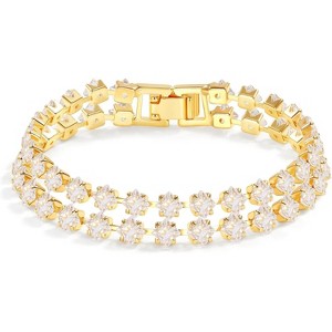 14K Gold Plated Tennis Bracelet for Women – Classic CZ Link Design, Fits 6.0"–7.2" Wrists – Stylish Sparkling Jewelry Gift - 1 of 4