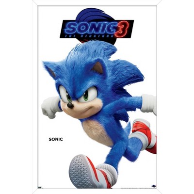 Trends International Sonic The Hedgehog 3 - Sonic Feature Series Framed Wall Poster Prints White Framed Version 22.375" x 34"