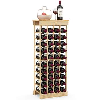 Tangkula 40 Bottles Modular Wine Rack Wood Stackable Storage Stand Wine Bottle Holder