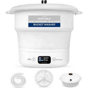 SereneLife Portable Mini Washing Machine 6.6 lbs with Handle & Semi-Automatic Cleaning (PUCWM44.5) - White - 1 of 4
