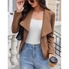 Women's Fashion Faux Suede Jackets  Clothes Lapel Long Sleeve Open Front Outerwear Cropped Coats - 3 of 4