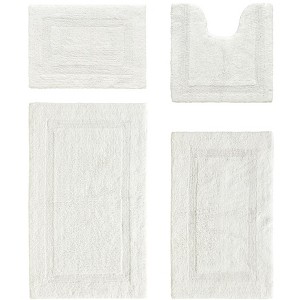 Lux Premium 100% Cotton Tufted Solid Reversible 4 Piece Bath Rug Set – Ultra-Soft, Water-Absorbent, Durable, Machine Washable Bathroom Rug - 1 of 4