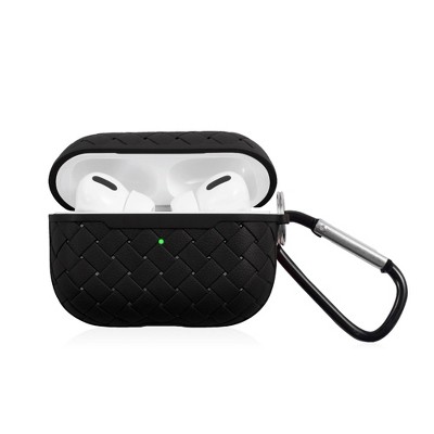 Insten Case Compatible with AirPods Pro - Weave Shaped Skin Cover with Keychain, Black