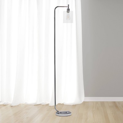 Adjustable Silver Arc Floor Lamp with Glass Shade