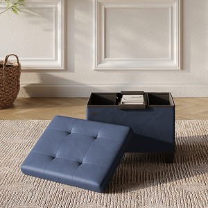 StorageBud Storage Ottoman for Bedroom End of Bed, Faux Leather Storage Bench, Large Storage Ottoman Bench, Entryway Bench with Storage - 1 of 4
