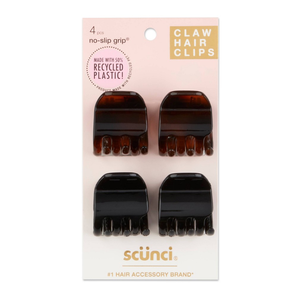 Scunci 3cm No Slip Jaw Clips - 4pk Black