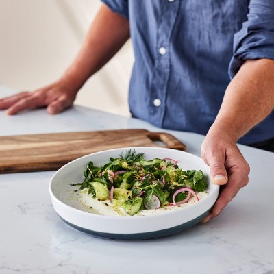 Libbey Austin 10-inch Gray and White Porcelain Dinner Plates, Set of 4