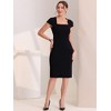 Allegra K Women's Vintage Cap Sleeve Belted Square Neck Sheath Dress - 3 of 4