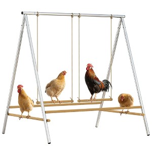 PawHut Chicken Perch for Coop, Chicken Roosting Bars with 2 Adjustable Swings, Coop Accessories for Farm, Backyard, Silver - 1 of 4