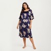 Anna-Kaci Lounge Women's PLus Size Satin Nightgown with Allover Floral Print Relaxed Fit Scoop Neckline and Flowing Short Sleeves - 2 of 4