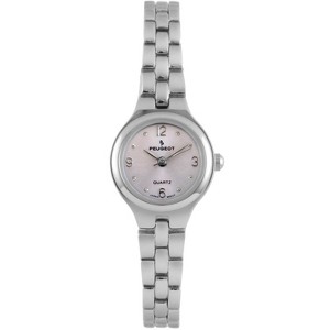 Peugeot Women 22mm Round Silver Self-Adjust Link Bracelet Watch - 1 of 4