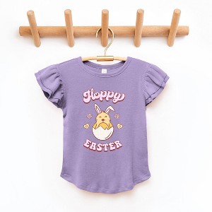 The Juniper Shop Hoppy Easter Chick Colorful Toddler Flutter Sleeve Tee - 1 of 2