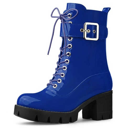 Blue combat clearance boots