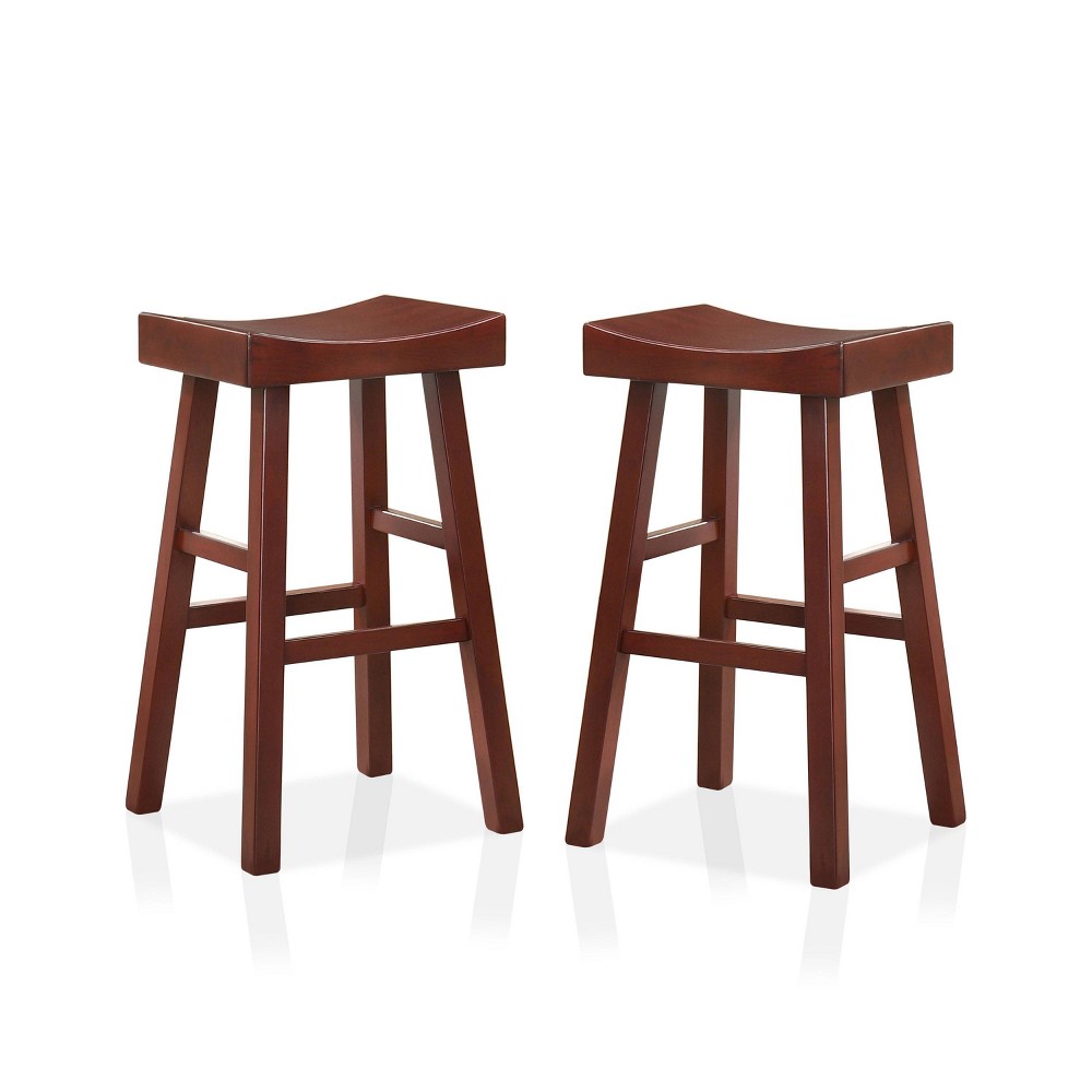 Set of 2 29"" Lille Seat Saddle Counter Height Barstools Dark Cherry - HOMES: Inside + Out -  82163745