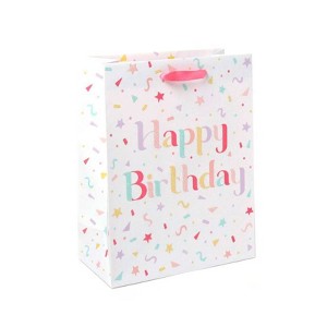 Medium Birthday Gift Bag with Glitter - Spritz™: Multicolor Typography, Paper, 12.75" Height, 10" Width - 1 of 4