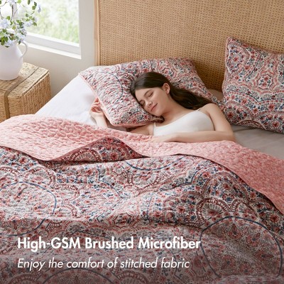 510 Design 3pc King Valerie Boho Floral Reversible Quilt Set Pink — фото 7