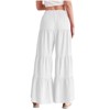 Clotth Womens Flowy Boho Pants - Elastic High Waist Ruffle Hem Wide Leg Beach Loose Palazzo Pants, Summer Baggy Tiered Flared Trousers - 2 of 4