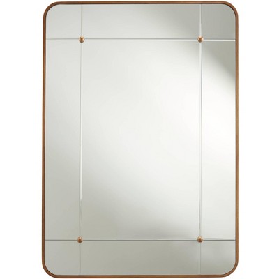 Noble Park Rounded Corner Rectangular Vanity Wall Mirror Vintage Antique Gold Frame 27" Wide for Bathroom Bedroom Living Room Home