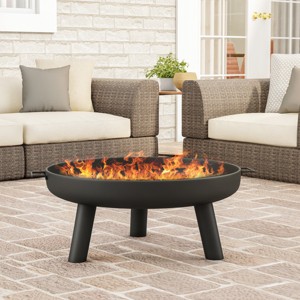 Nature Spring Round Steel Outdoor Fire Pit – Black - 1 of 4