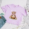 Teddy Bear Easter Basket Watercolor - Women's Boxy Crop Top Graphic T-Shirt - 2 of 4