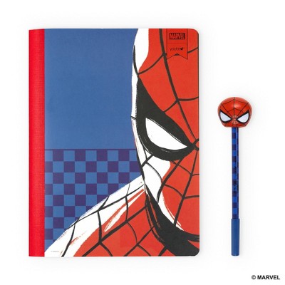 Yoobi Marvel Composition Books 7.5"x9.75" Wide Ruled with Pen Spider-Man Checker